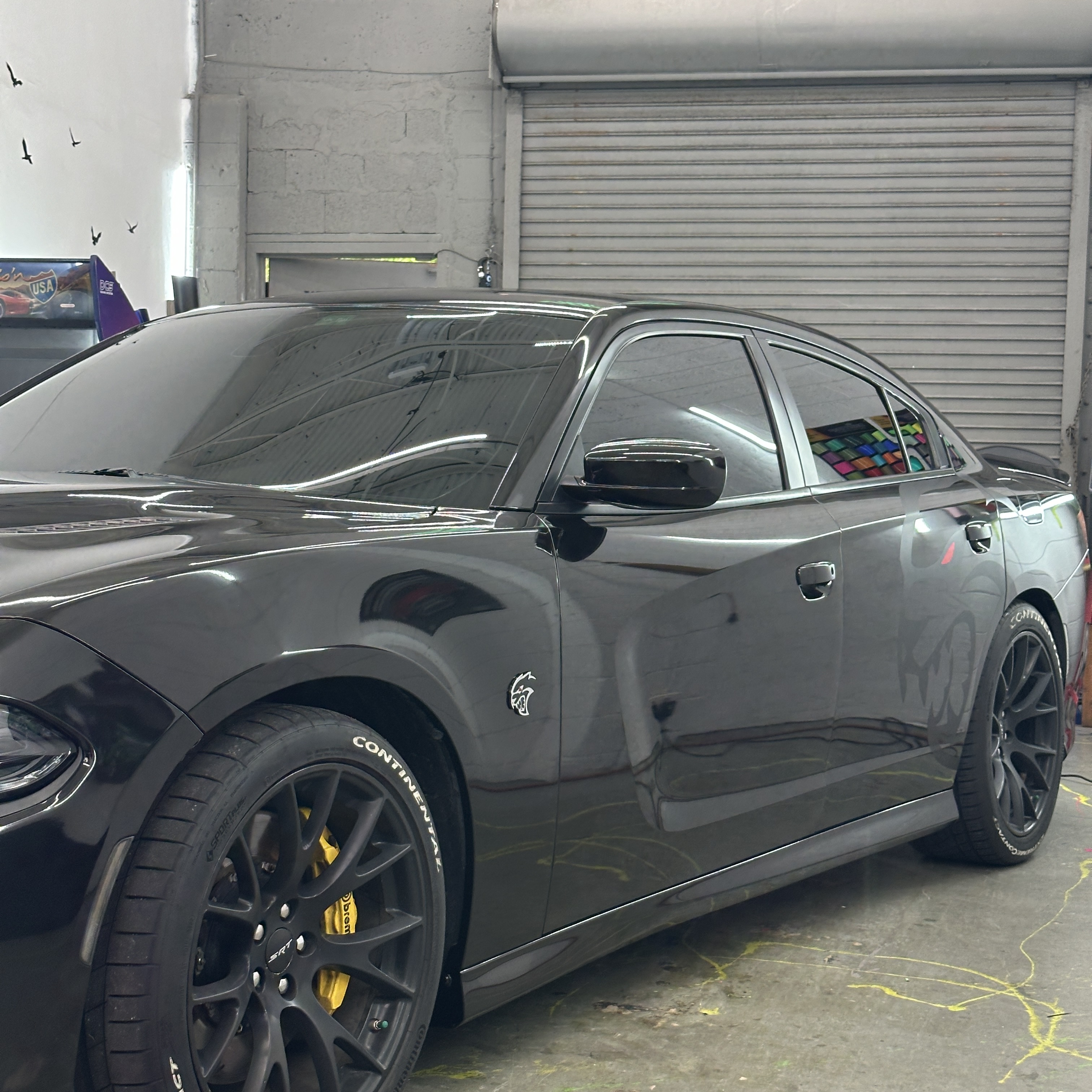 Gloss Black with hellcat decal on side