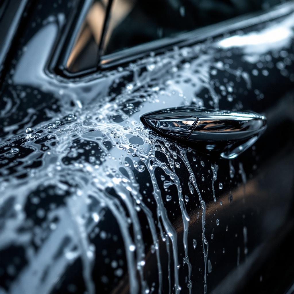 Water sheeting off a ceramic-coated graphite quarter panel
