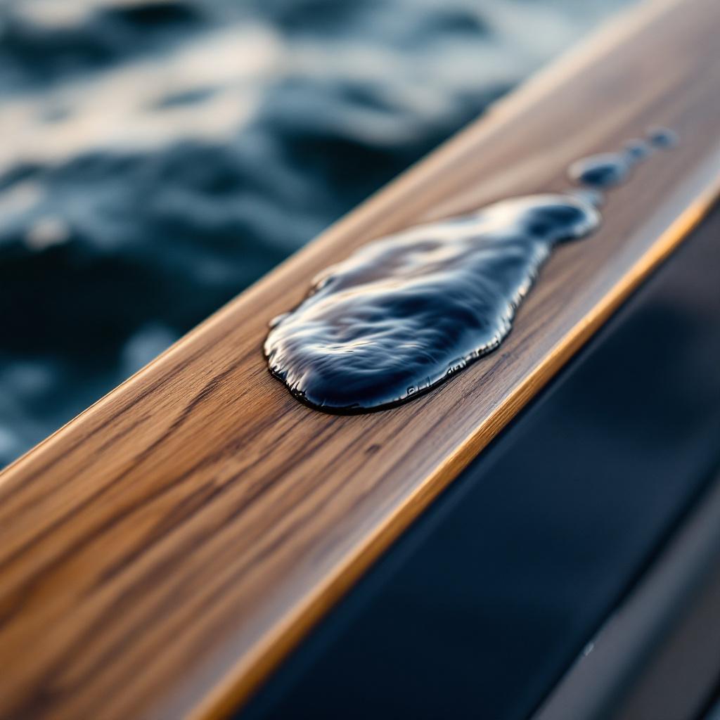Teak grain architectural interior — natural wood with marine-grade finish